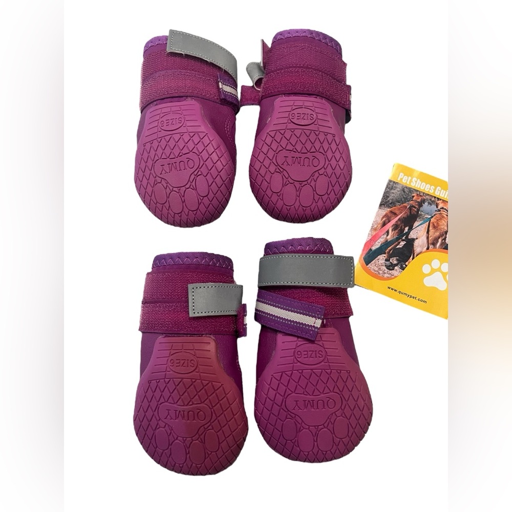 New In Bag QumyPet Purple Dog Shoes (4) for Large Medium Dogs Size 6. - Picture 4 of 5